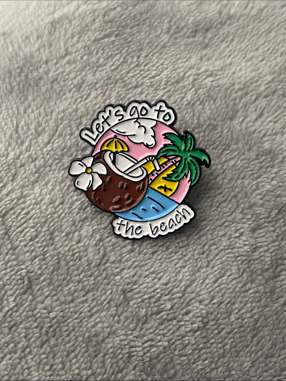 “let’s go to the beach” enamel pin